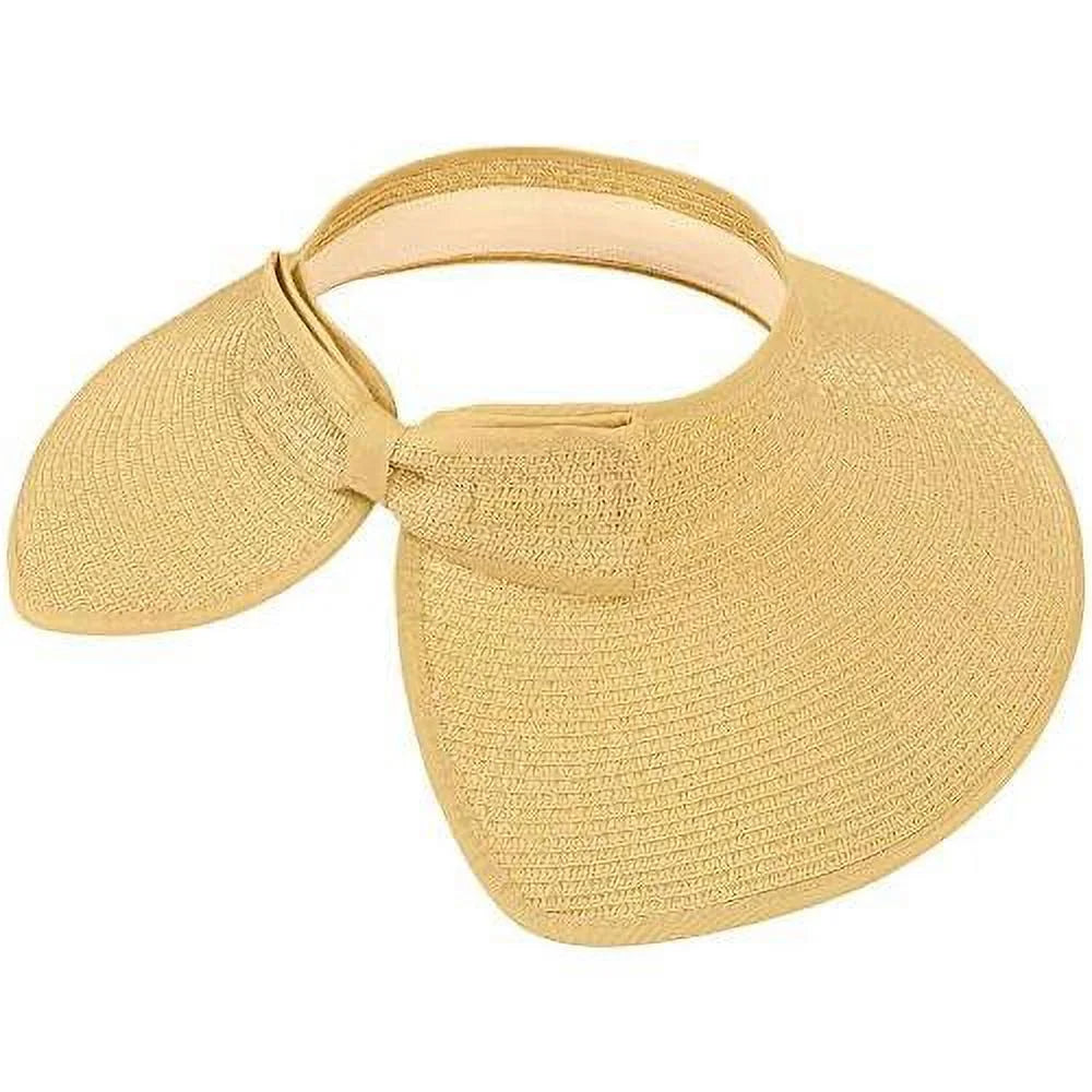 Visor Brim Roll Hat Straw Ribbed_Beige Up Sun Wide
