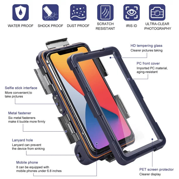 Maxwest UrbanX to Housing Lanyard Snorkeling Up Diving Professional 5s Underwater [15m/50ft] And Photo Video Swimming Phones Surfing Protective 6.9 Waterproof Inch Case Astro LCD for all with