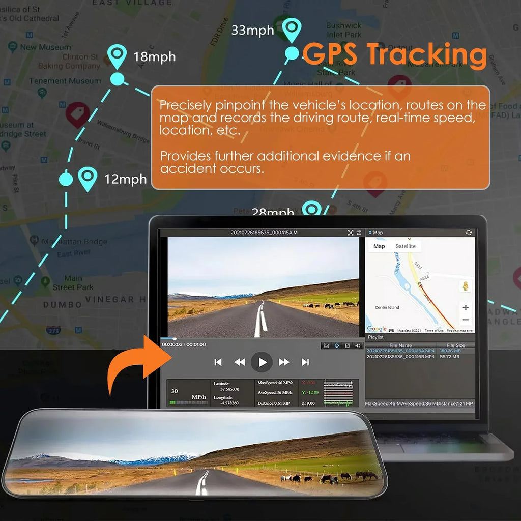 170° DVR Night Monitor Vision, Angle Car Dual Recorder G-Sensor, with Lens Camera Parking 4K Cam HD Dash iMounTEK
