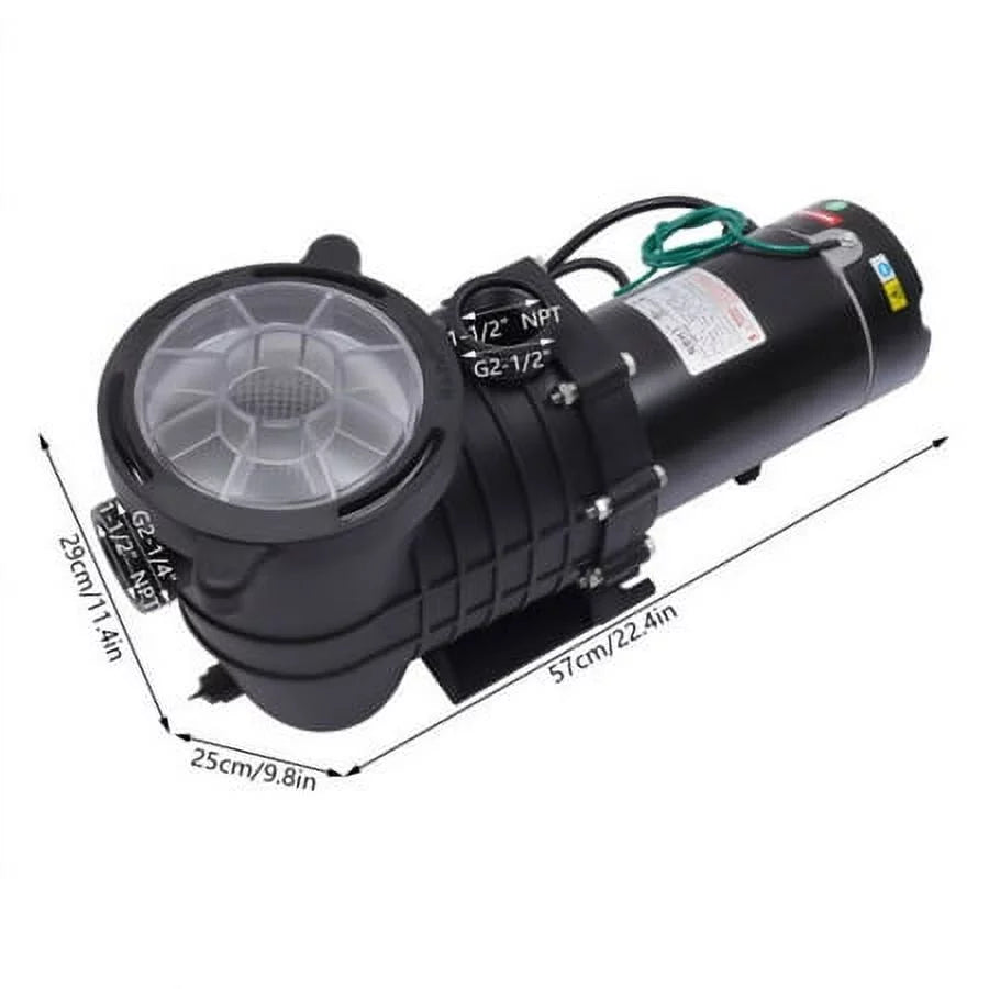 Motor Pump Filter Pool In/Above Swimming w/Strainer 2.0HP Ground 7080GPH