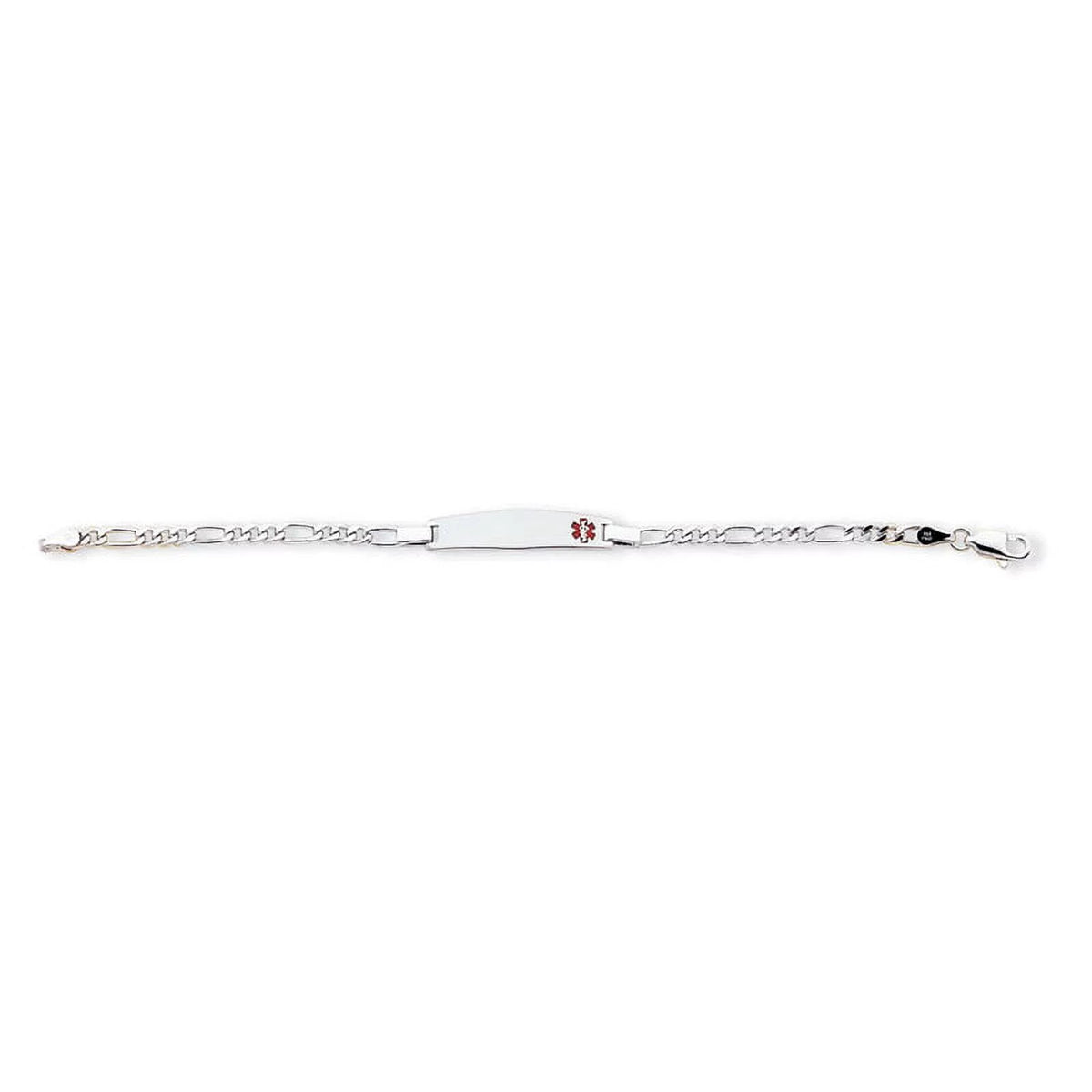 Medical ID Sterling Bracelet Figaro XSM19 Silver Rhodium-plated Link