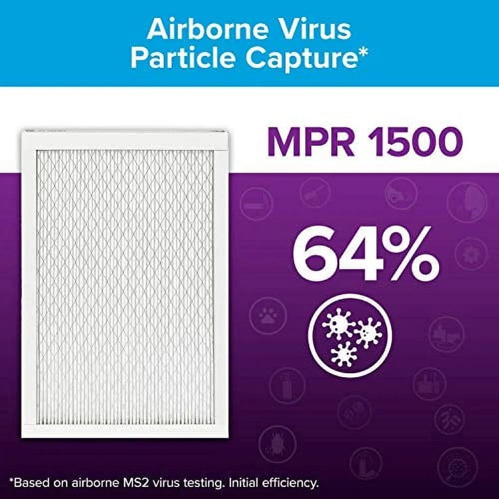 6-Pack Living 0.78) Allergen, (exact dimensions Filtrete 22x22x1, 21.69 Air x AC Healthy Ultra Furnace 21.69 x 1500, MPR Filter,