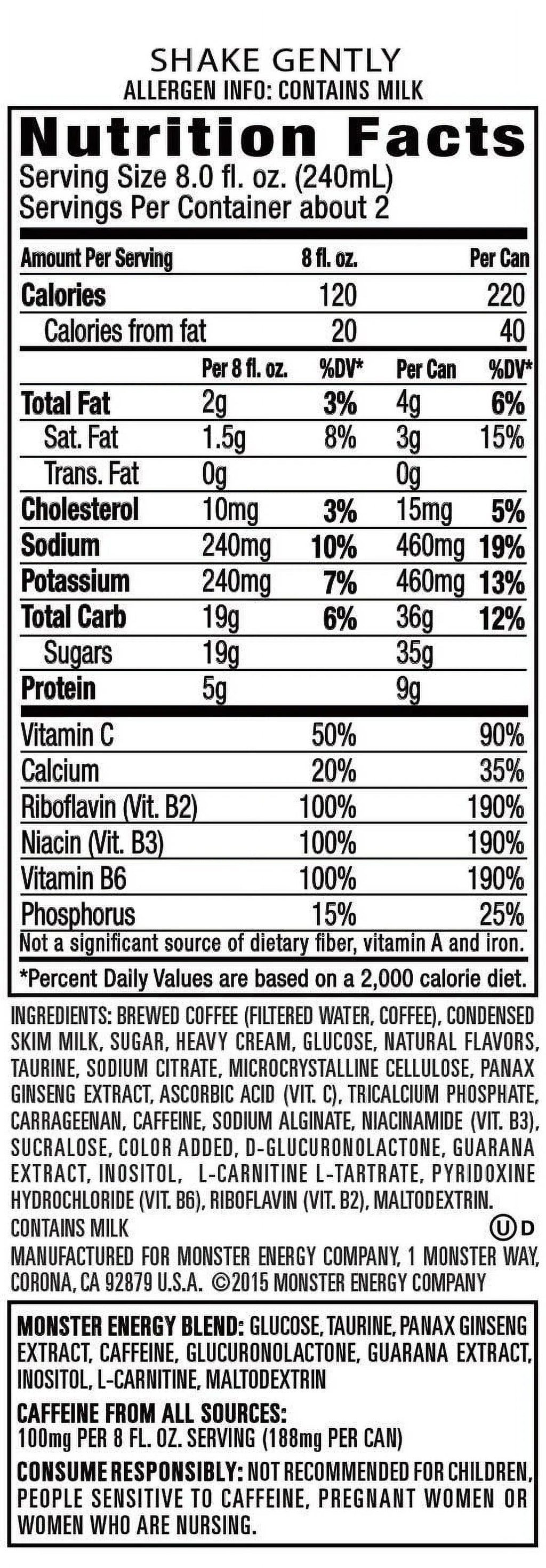 monster drink, (pack energy 15 java 12) coffee ounce loca moca, of +