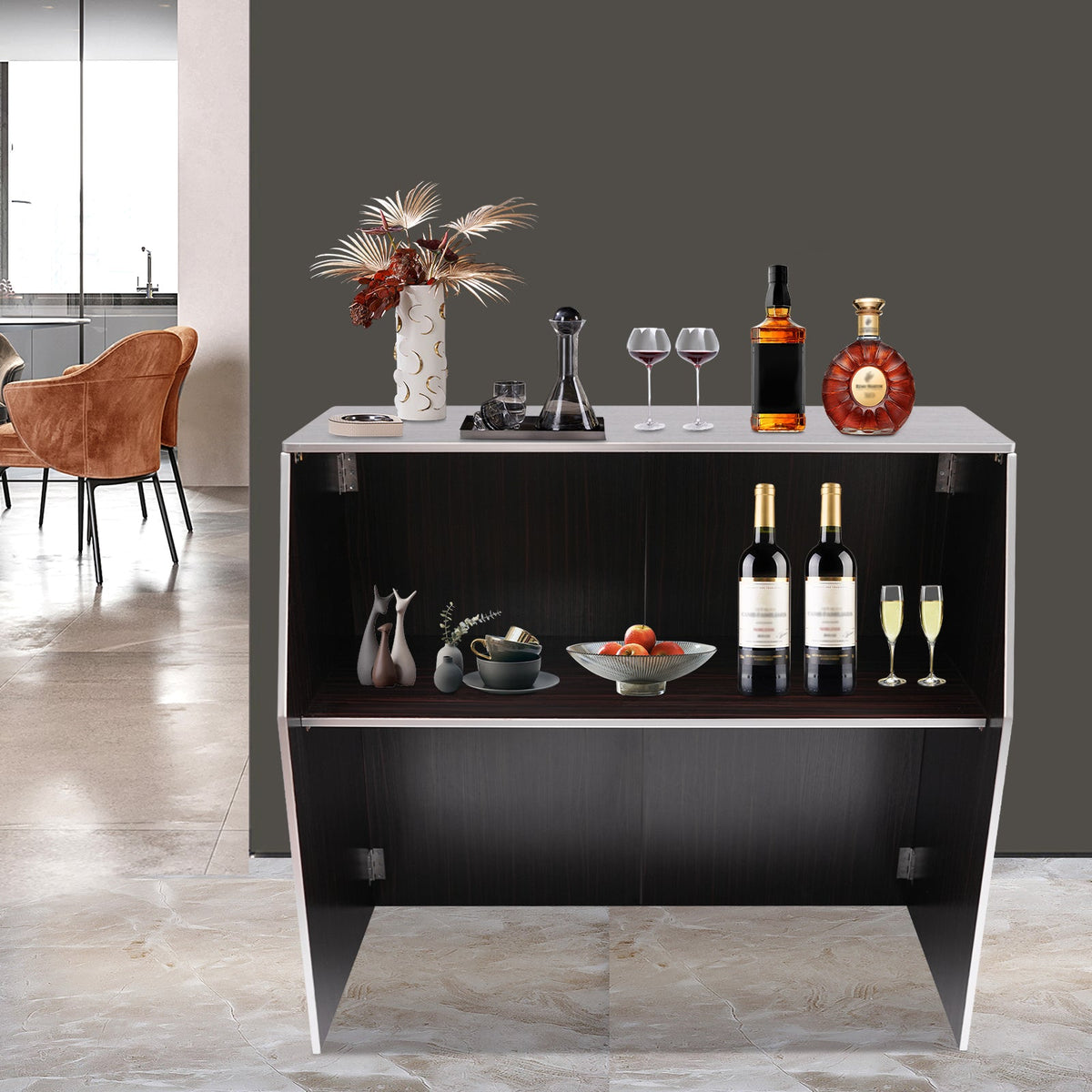 with Brown Foldable Portable Aluminum Cabinet bar 19.5x47.75x42.75in Event Edging TOOL1SHOoo