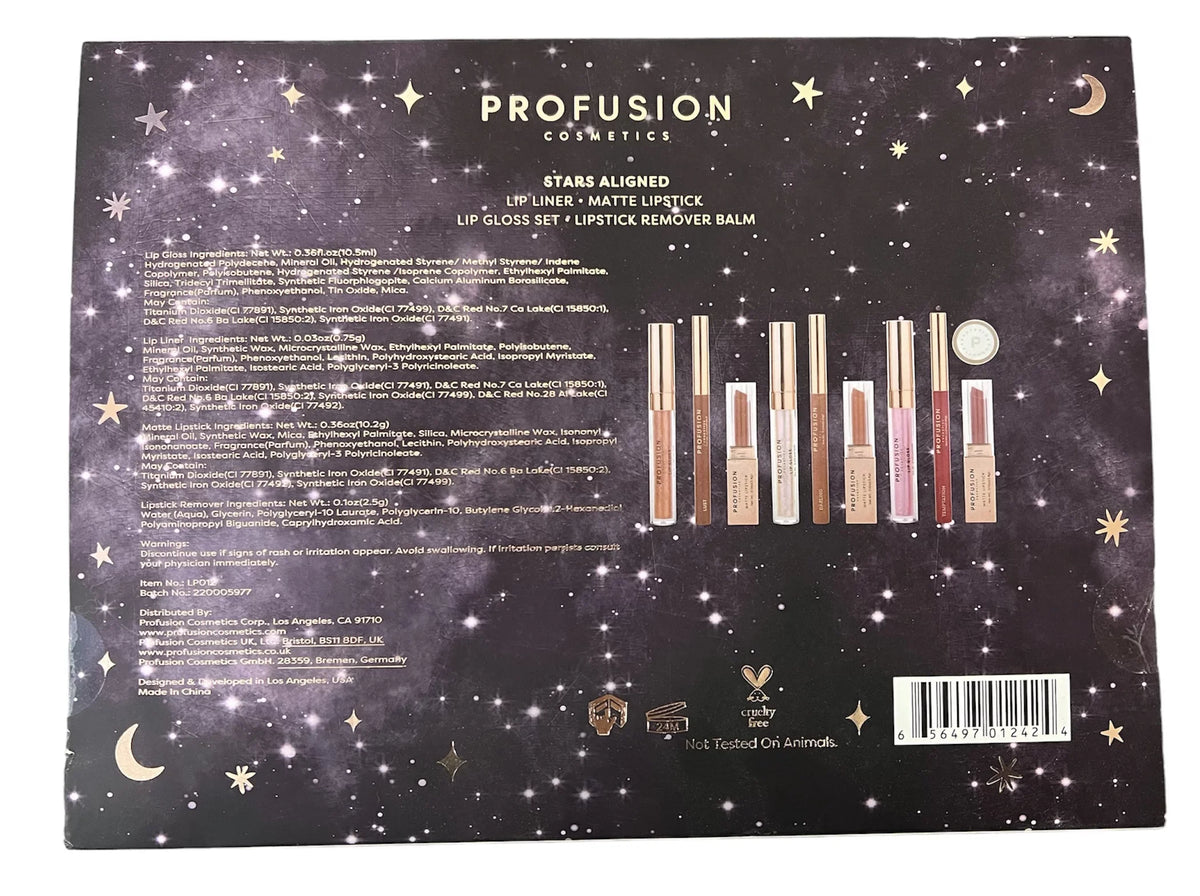 Matte Gloss and Lip Aligned, Stars Set Lipstick Set, Profusion Lip Lip Liner,