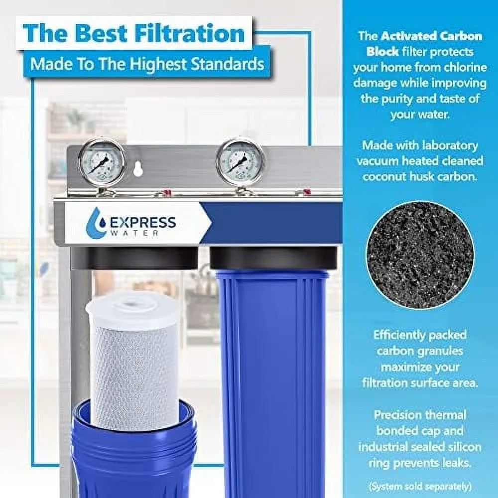 pack filter 5 micron activated water filter house capacity filter acb 2 inch 4.5” carbon block filter water large replacement filtration x whole water 20”