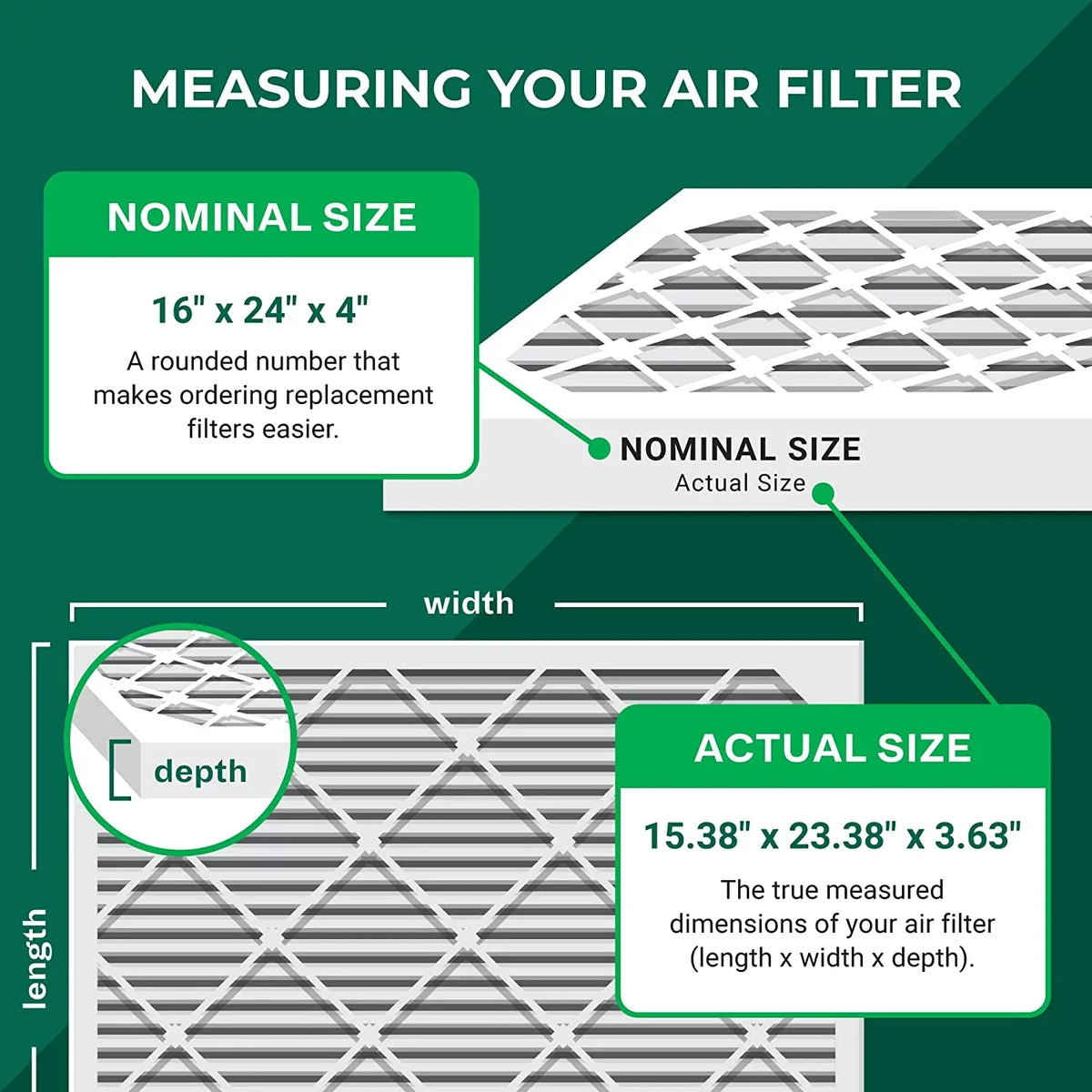 16x24x4 Furnace Pleated Filters Air (1-Pack) HVAC 11 AC MERV Filterbuy