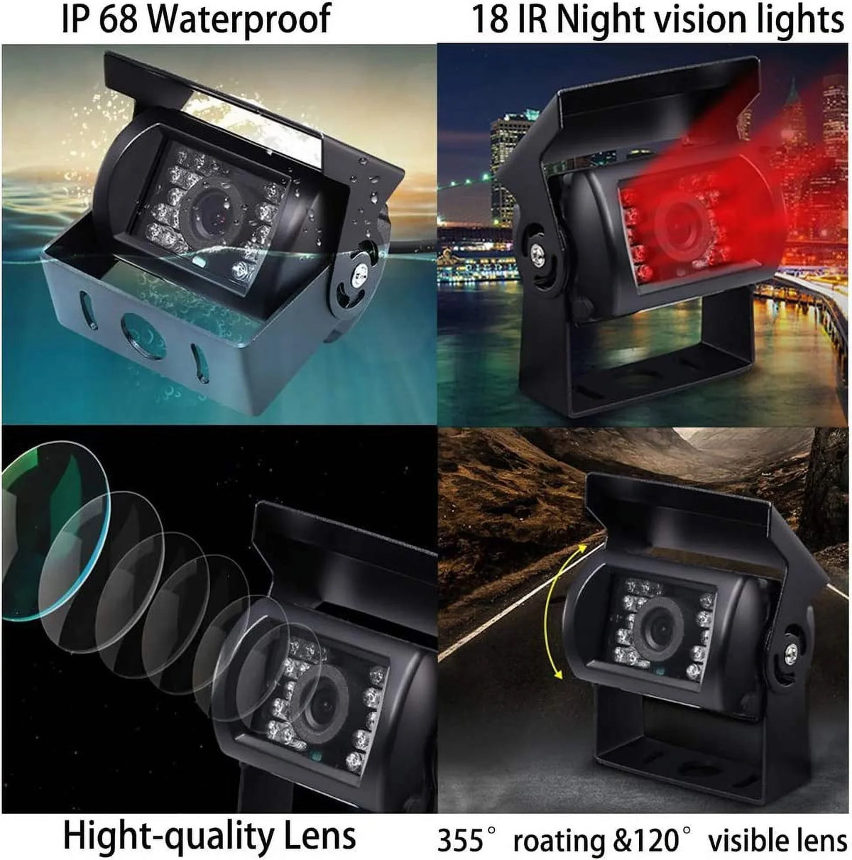 Duty Waterproof 12 Backup Camera Vision View Truck Camecho Heavy Vehicle 24V Backup Camera V Rear IR Night 18