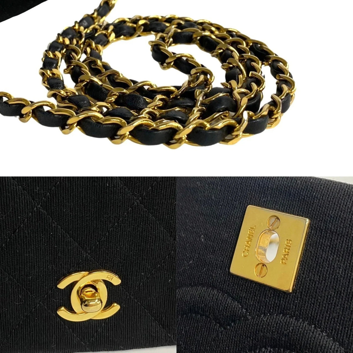 73960 Full Matelasse Lambskin CHANEL Cotton Shoulder Flap Bag (Good) Turnlock Chain Pre-Owned