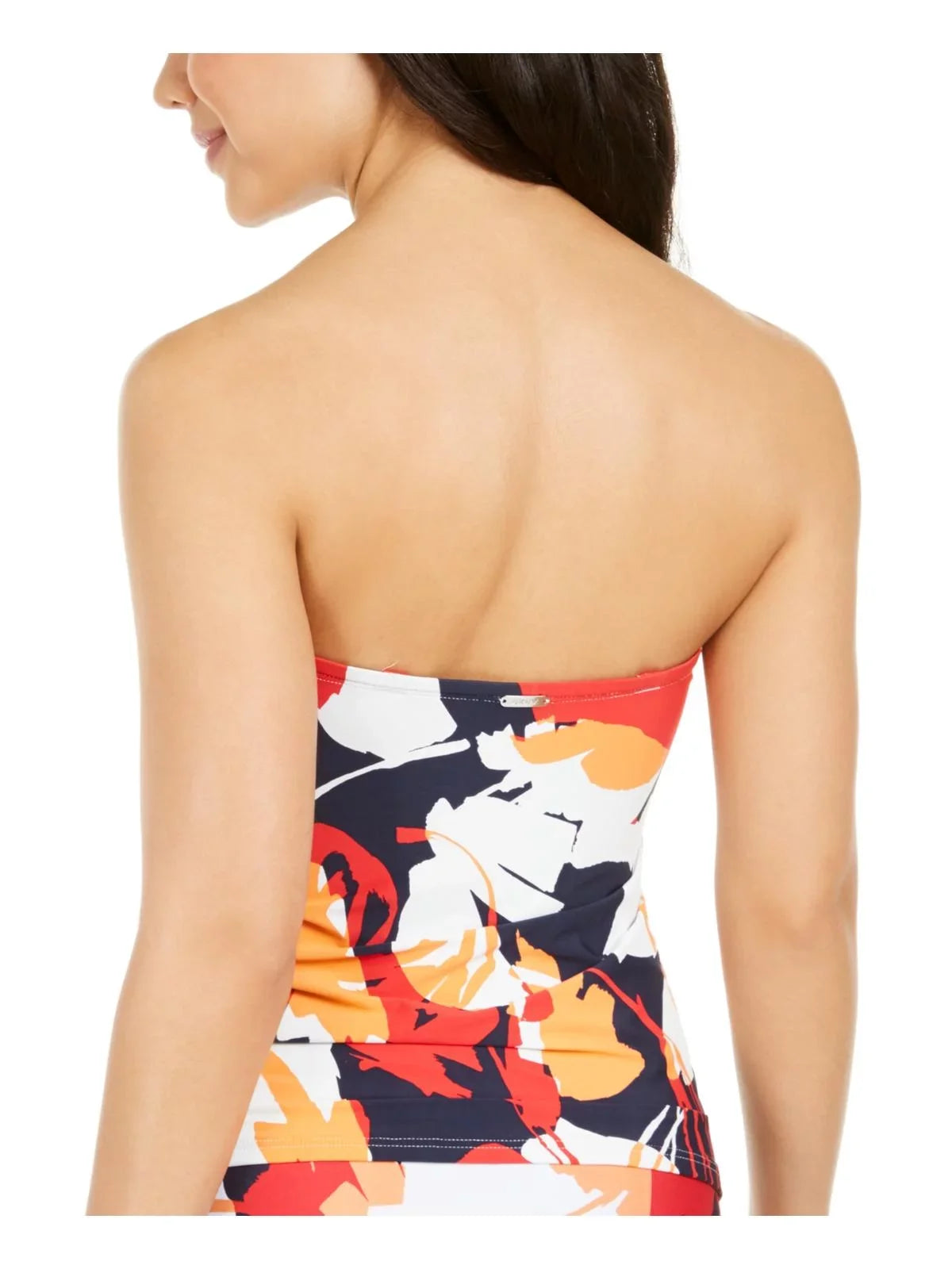 FLORAL NAVY HERITAGE Top, US Printed Strapless Tie-Front DKNY Tankini X-Small