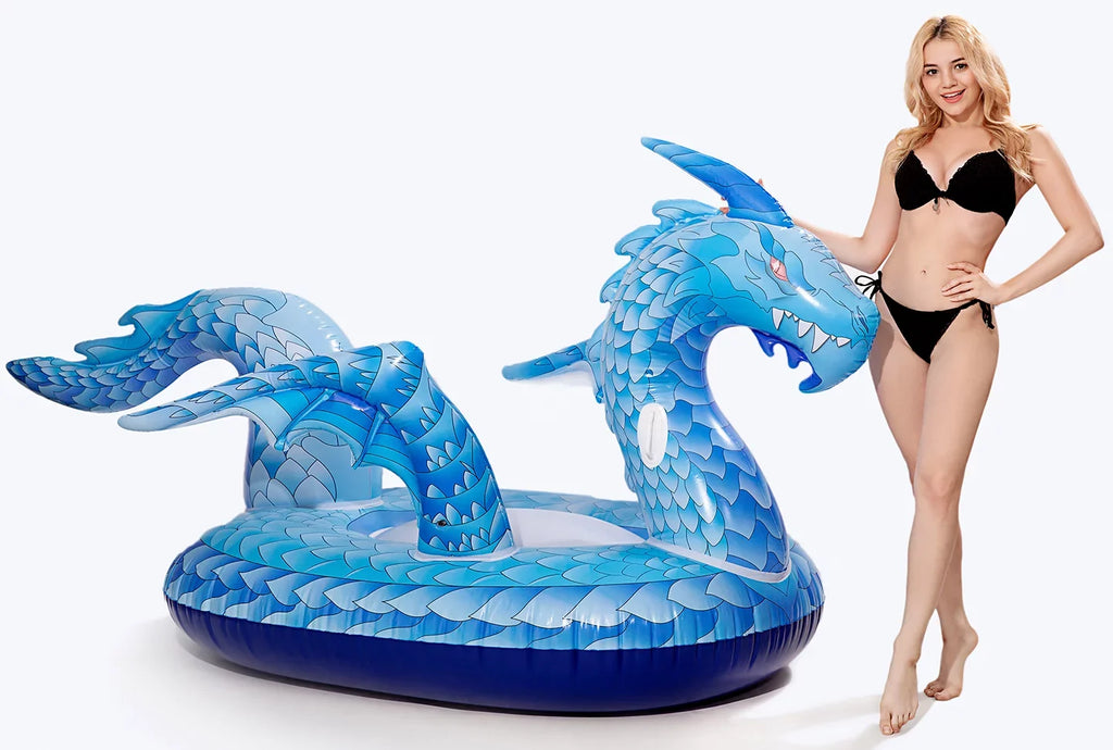 Adults Long Floatie Pool Float, DreambuilderToy and Cool On Party Dragon Float Pool Valve, Faster Kids Float) for Summer Raft Inflatable Giant Lounge Pool Dragon with Beach Ride (Dragon 9 Feet