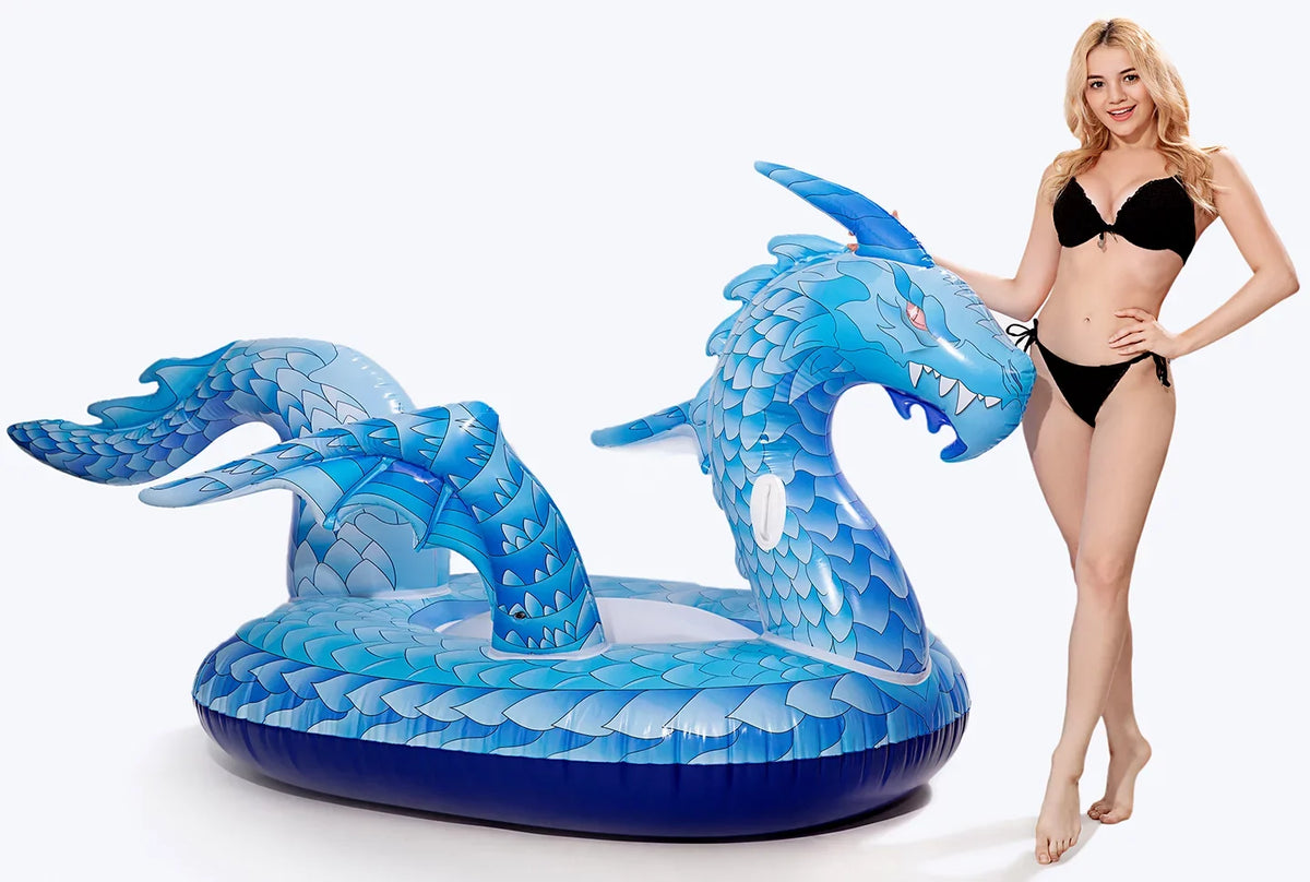 Adults Long Floatie Pool Float, DreambuilderToy and Cool On Party Dragon Float Pool Valve, Faster Kids Float) for Summer Raft Inflatable Giant Lounge Pool Dragon with Beach Ride (Dragon 9 Feet