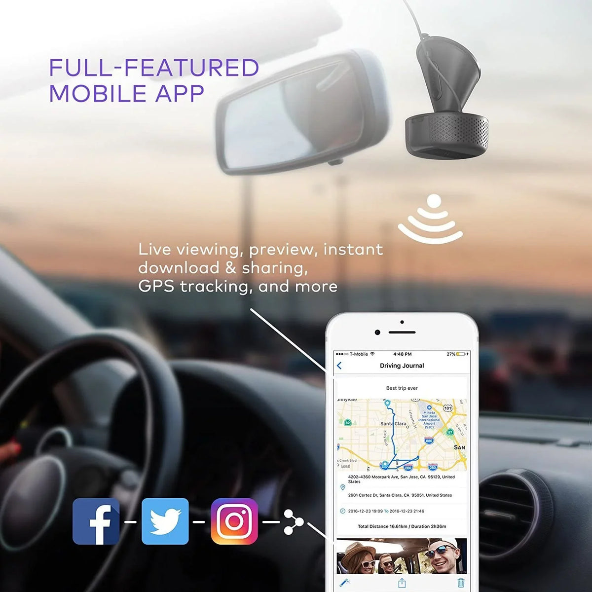 Mode Cam Sensor Vision | G-Sensor Dash | Sony Night | 128GB GPS Support Recorder Dash VAVA 1920X1080P@60Fps Wi-Fi with | Camera | | | Max Car Dashboard Parking Camera