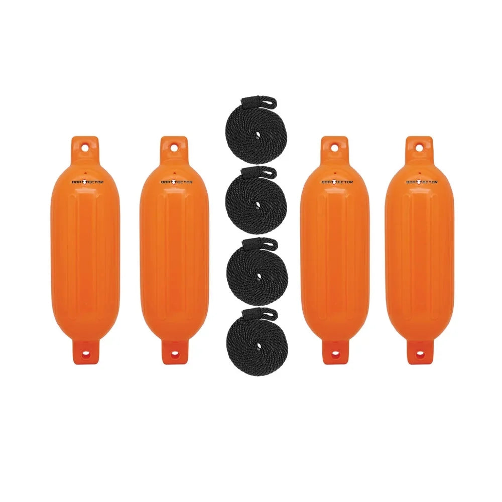 3006.7626 Max Neon Fender 16", - BoatTector Extreme 4.5" x Orange 4-Pack Value Inflatable
