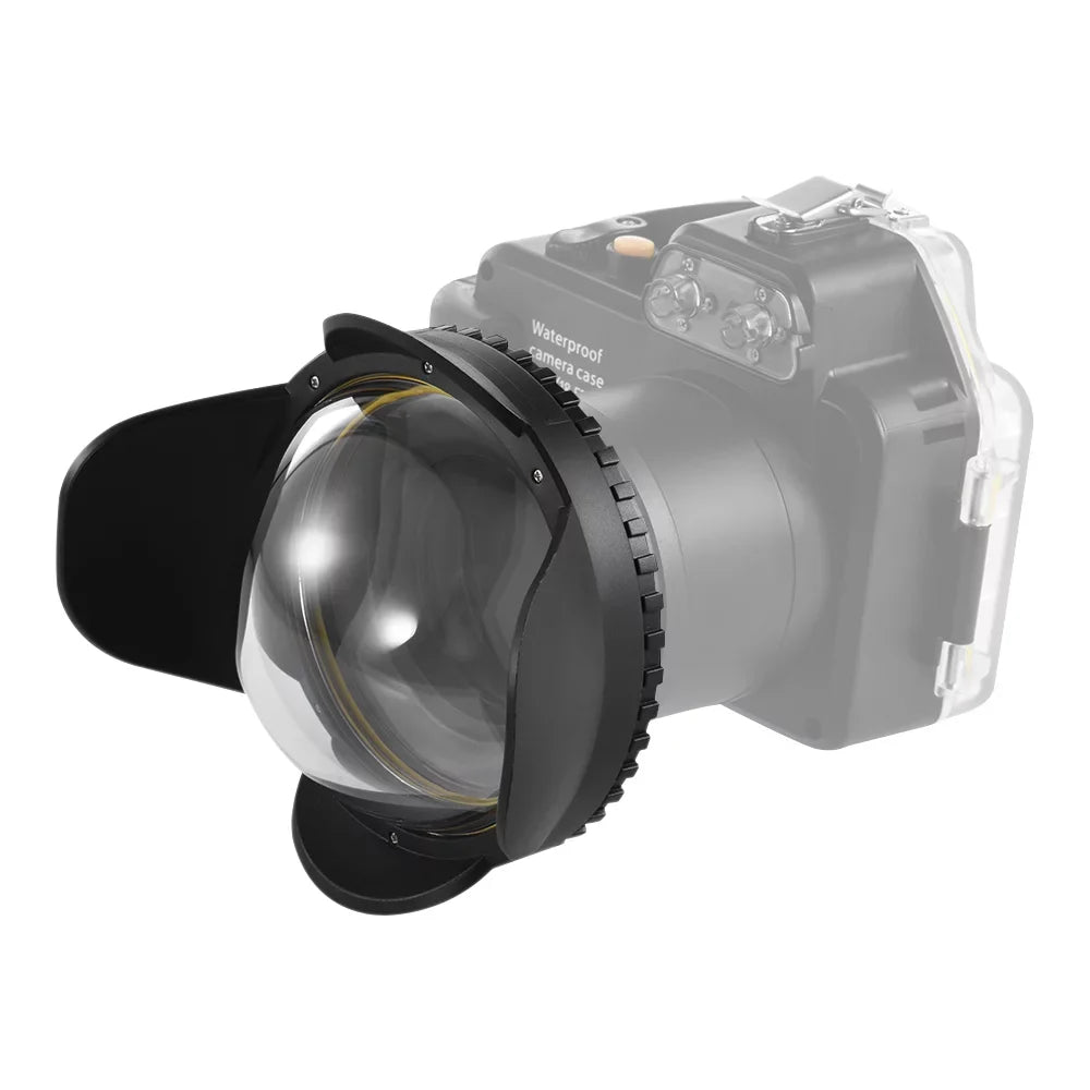 200mm Camera Lens 60m/ 67mm Shade Underwater Waterproof 197ft Adapter for Camera Port Round Cover MEIKON Case Wide Housing Fisheye Diving Dome Angle