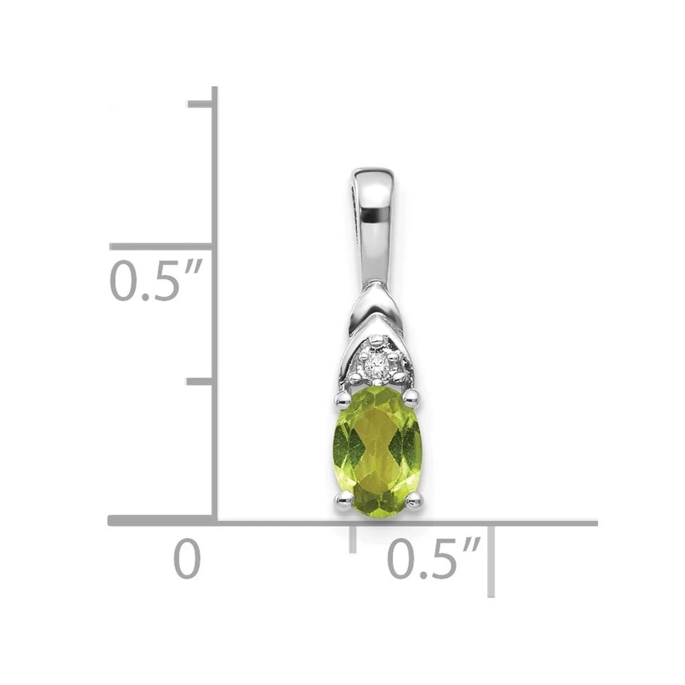 Diamond Pendant Women White (L-16mm, W-4mm) Gold 14K Peridot Auriga for