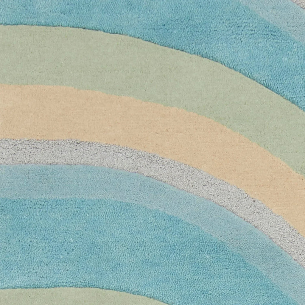 8' Runner - Hand HomeRoots 9'3" Rug x Waves Ocean Abstract Tufted Blue Beige 12'3"