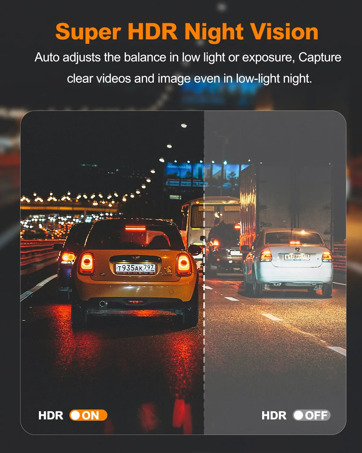 Recording for 3" G-Sensor, Monitor, Angle Cars, Vision, 24H 157°Wide Dash WiFi GPS, HDR Built-in Front Loop Rear, Dash Parking IPS and Camera Dual YEECORE Screen, Night Real Cam, 4K+1080P