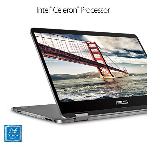 Flip Laptop, 2-in-1 Processor, ASUS eMMC, RAM, 14" 10 Touchscreen Windows HD 64GB Vivobook Celeron S, 4GB Intel 2.6GHz Thin TP401MA-YS02