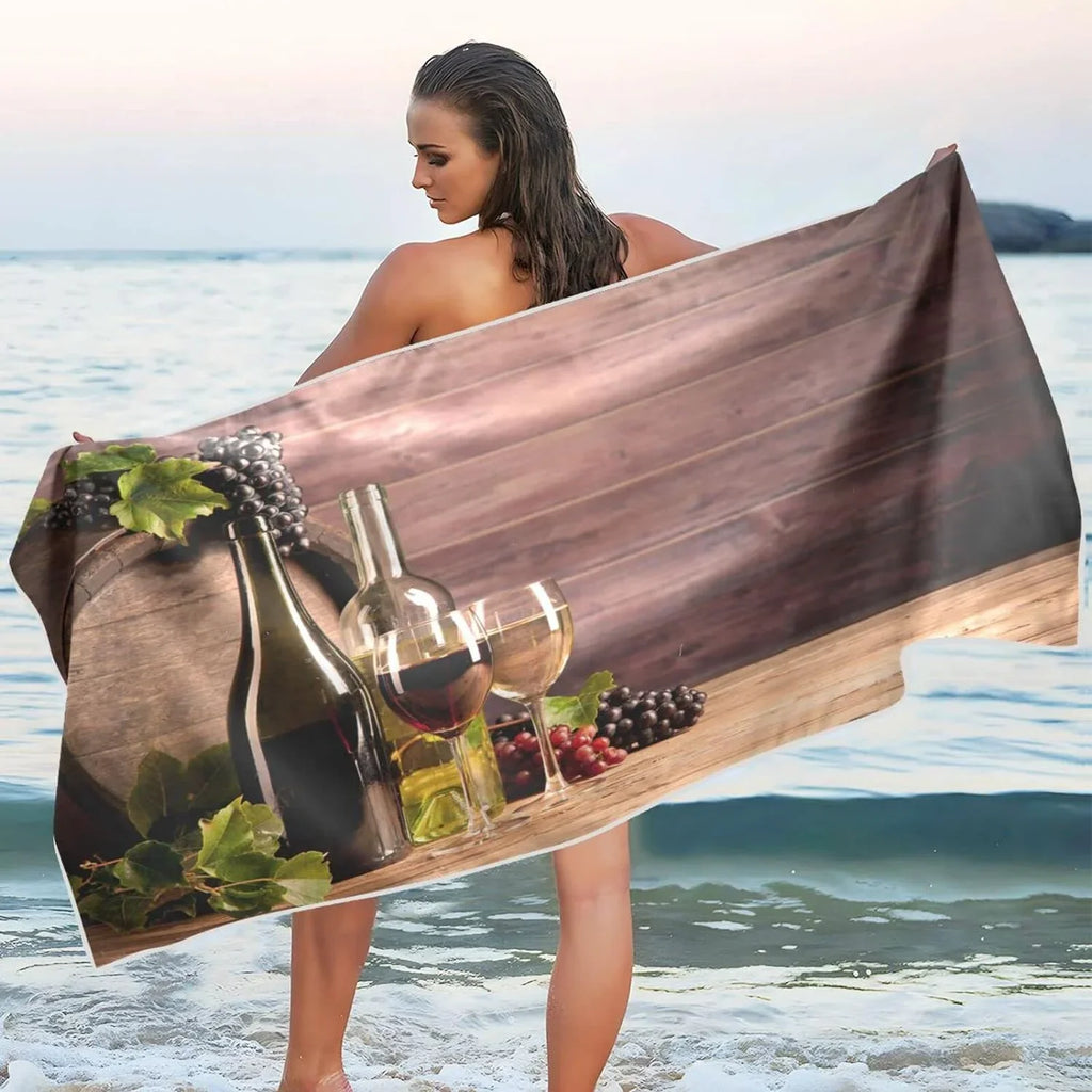 Thin Multipurpose Towel Lightweight Pool Quick Shower Towel Oversized Bestwell Yoga Blanket, Microfiber Board Towel Bath Beach Swim Free Sand Towel, Dry 31”X71” Wine