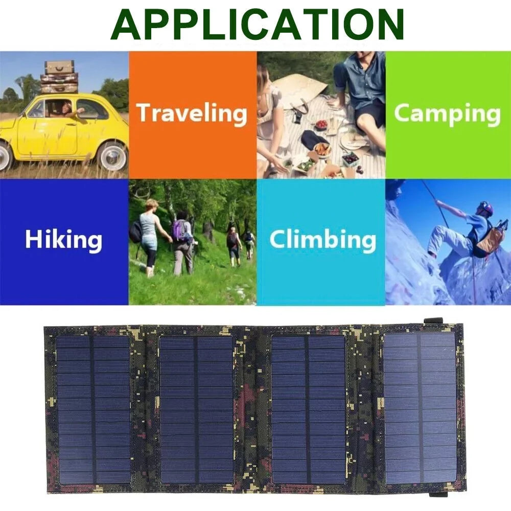 Outdoor Camping Hiking Phone Paddsun Charger Folding USB Power Solar Bank Panel 80W