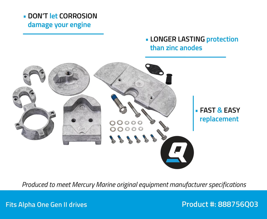 One Anode Kit Gen Quicksilver Alpha II 888756Q03 Aluminum