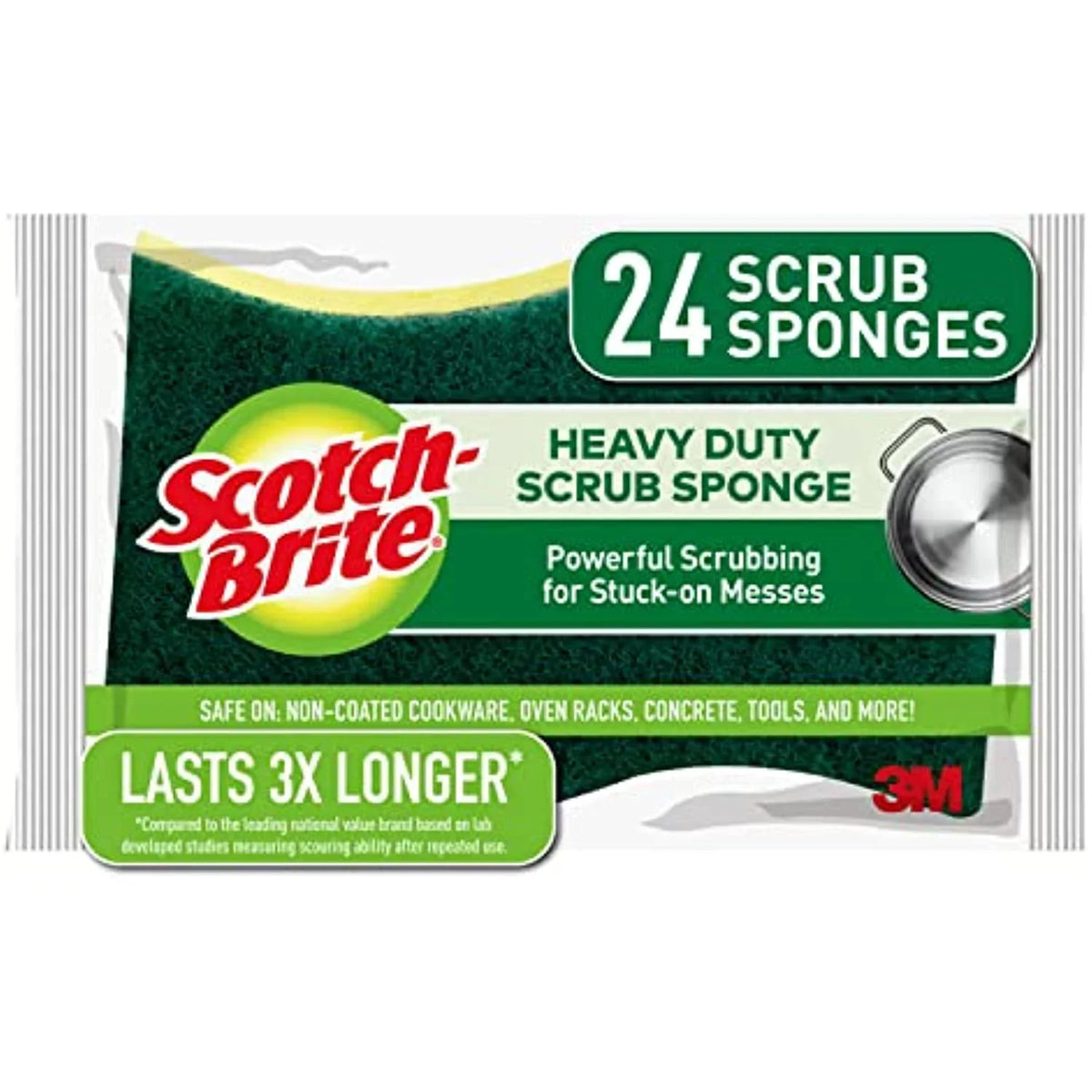 Pack Stands To 24 Green, Grime, Scotch-Brite Scrub Sponges, Stuck-On Of Count, Up 8 Duty Heavy