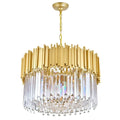 Lighting CWI in Down Gold 7 Chandelier Deco Contemporary Metal Light