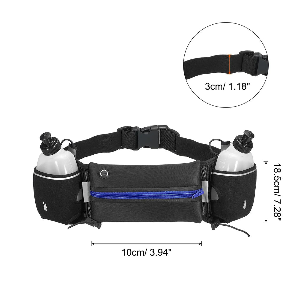 Water Pouch, Bottles, Blue Pack Waist Running Uxcell Running Belt Hydration with Dark