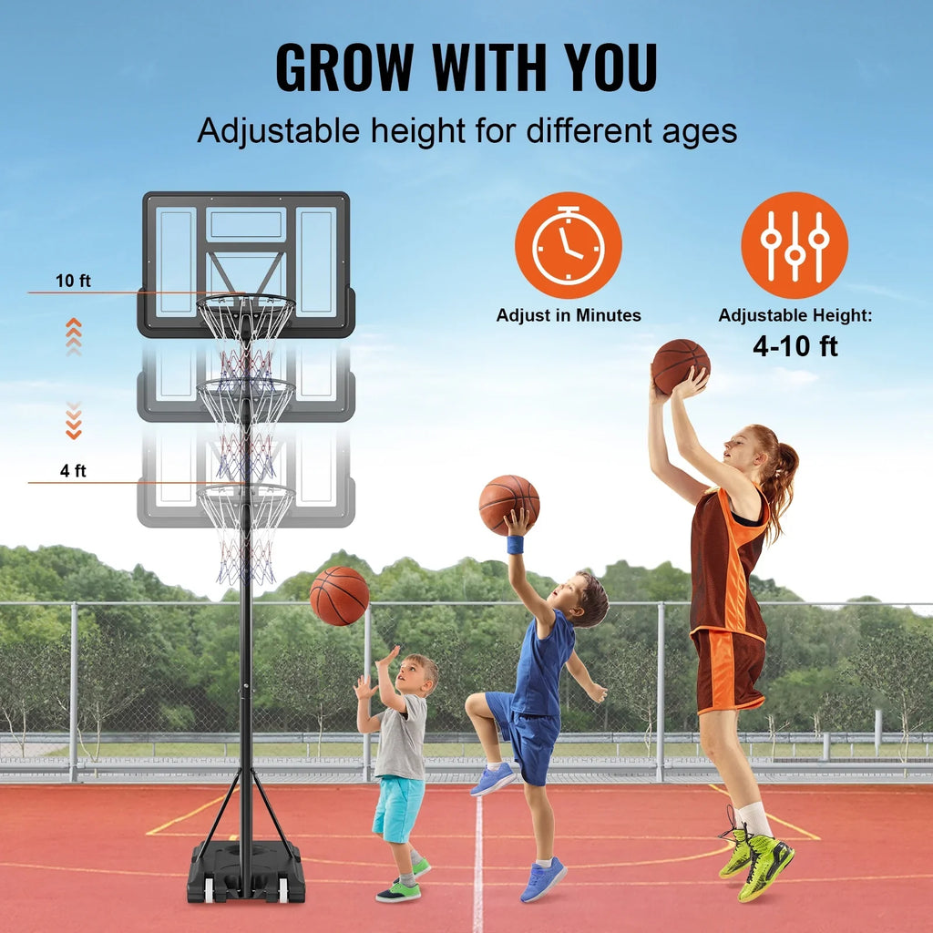 for 4-10ft Junior Outdoor Shatterproof Basketball System Wheels 44" SKYSHALO and Portable Backboard Height, Adjustable Indoor Youth Basketball w/ Hoop Hoop Teenagers Stand Goal