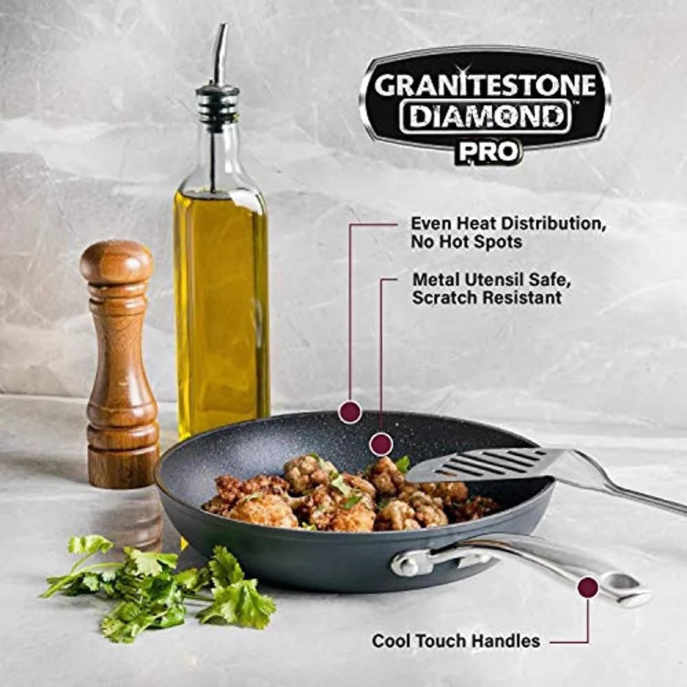 Ultra-Nonstick Aluminum Hard Oven Coating Set, Safe Stone 20 Safe, Cookware Piece Ti-Ceramic , Dishwasher Granite Anodized