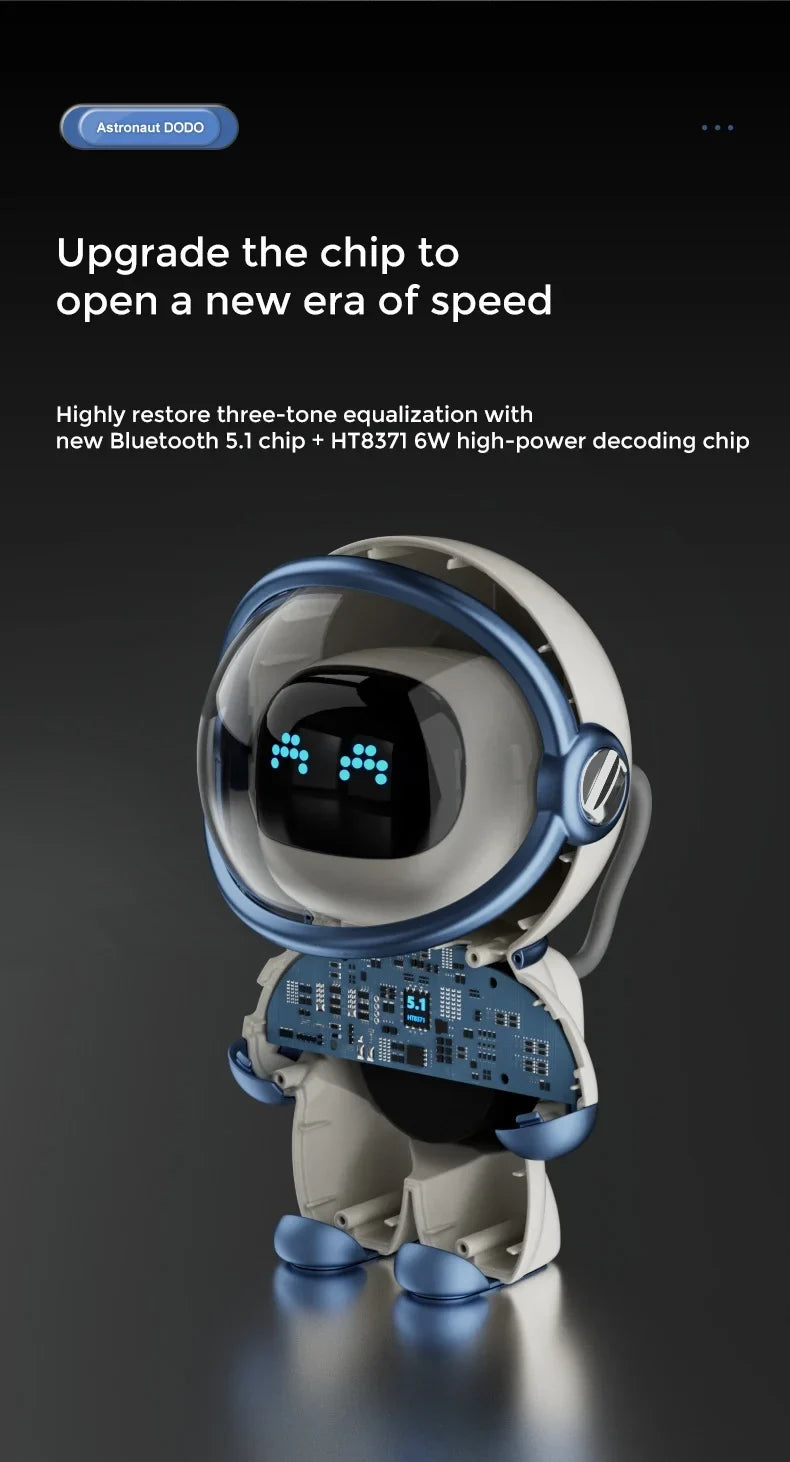 with Bluetooth Astronaut-Shaped Sleep Clock, Support Speaker Night Card TF and Radio, Smart Alarm, Light FM