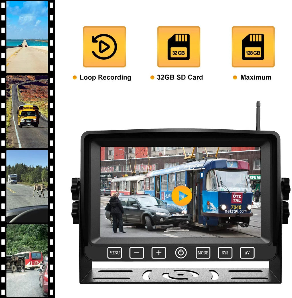 Digital Camper System for CM2 Truck Trailer 1080P Camera Rear Rearview Monitor with Cam Operation RV Xroose Motorhome Dual AHD View Wireless 7” Button Long Backup DVR Touch Range Signal Side with