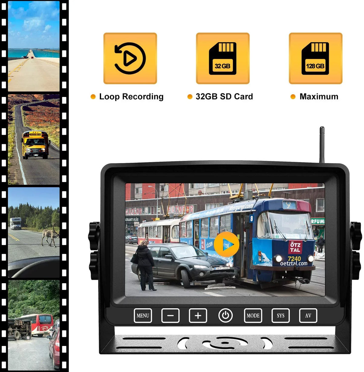 Digital Camper System for CM2 Truck Trailer 1080P Camera Rear Rearview Monitor with Cam Operation RV Xroose Motorhome Dual AHD View Wireless 7” Button Long Backup DVR Touch Range Signal Side with
