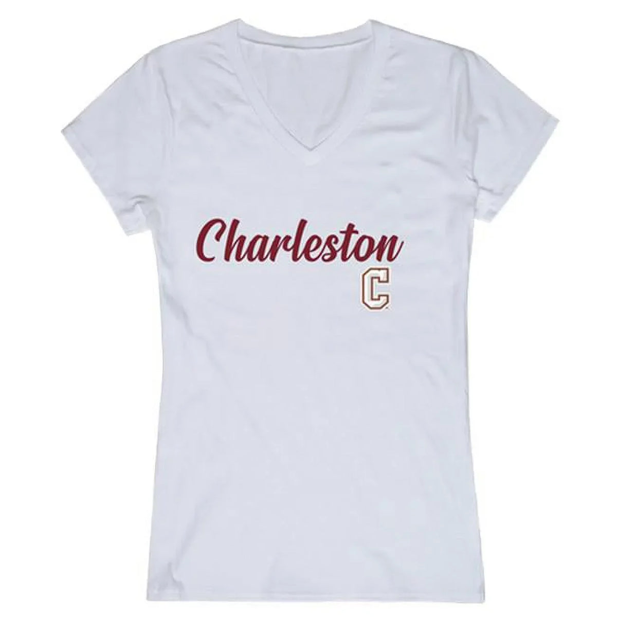 White - T-Shirt, Large College Script Womens of Charleston Extra