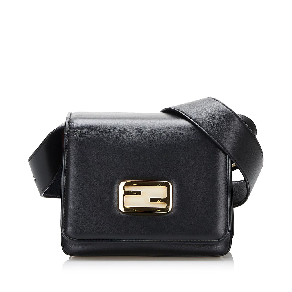 Calf Unisex Leather Authenticated Pre-Owned Crossbody Bag ID Small Fendi (Good)