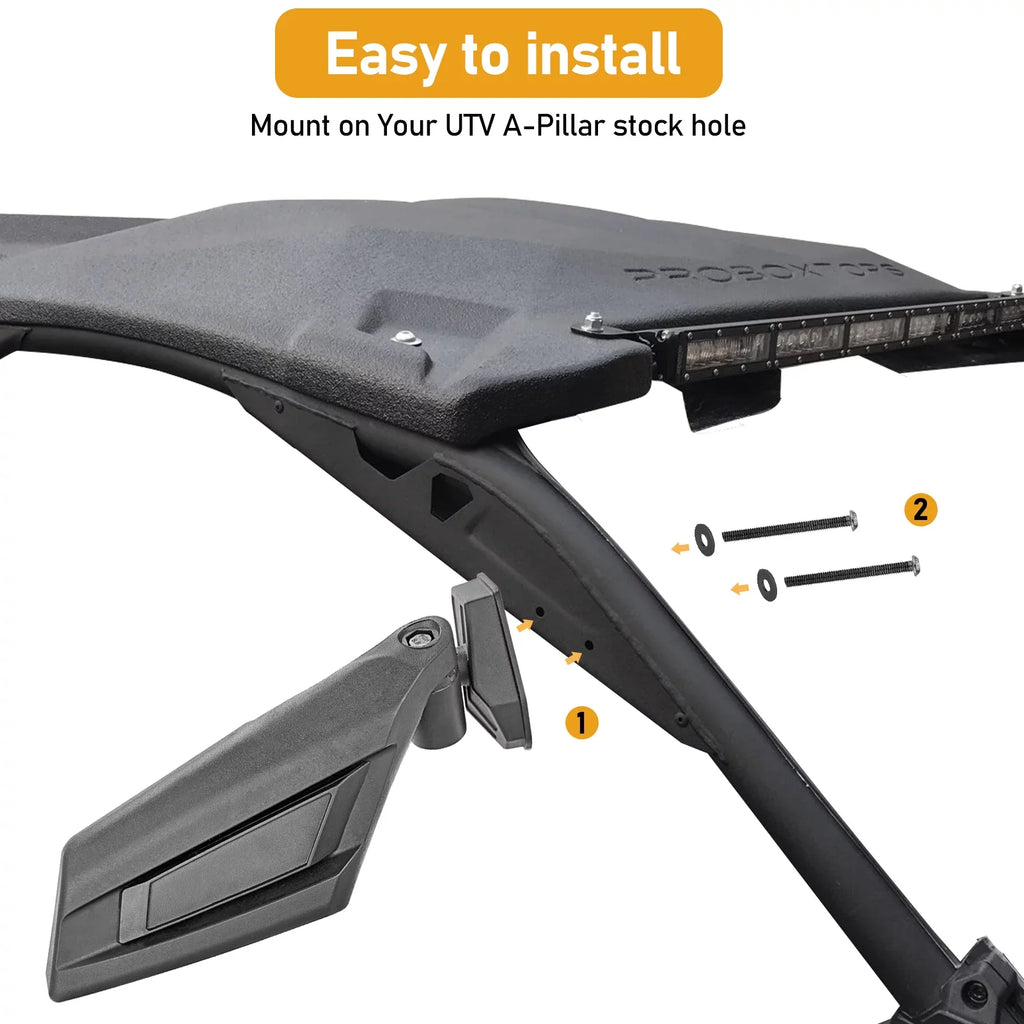 Can-Am NEW Side - View Upgrade 2017-2022 For Turbo RS Racing WEISEN MAX X3 Style Rear | Adjustable 360° Maverick Mirrors