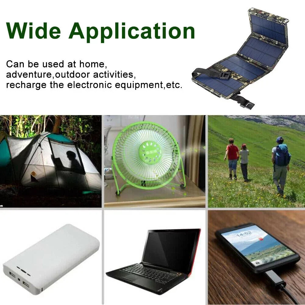 Outdoor Camping Hiking Phone Paddsun Charger Folding USB Power Solar Bank Panel 80W