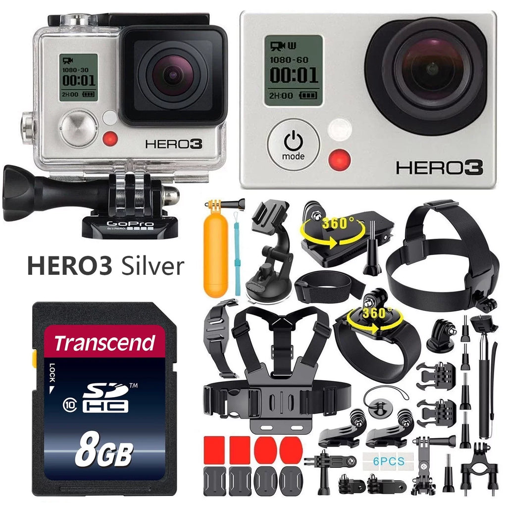 Silver Sport Action Camcorder Camera Wi-Fi Kit 35-In-1 Edition With Camera GoPro Action - HERO3 Restored Accessory (Refurbished)
