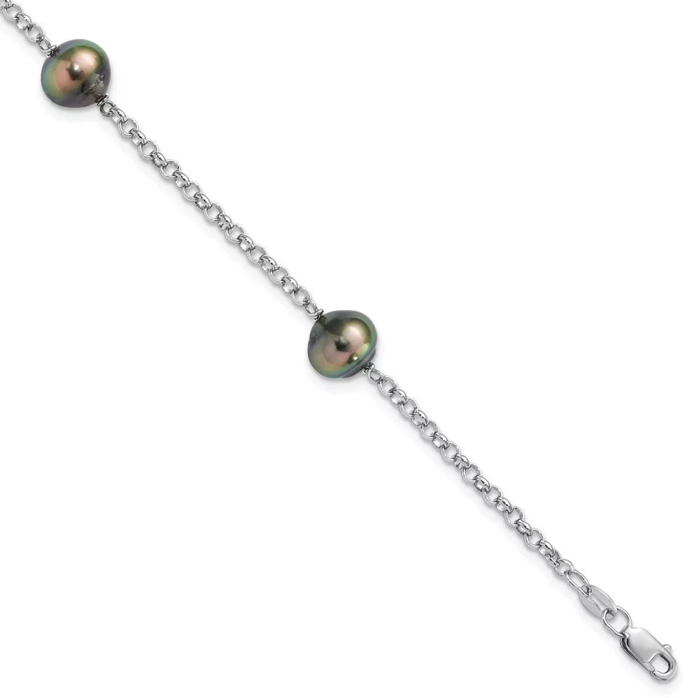 Tahit for Auriga 7.5inch Sterling Bracelet 925 9mm 3Stat Saltwater Silver Women Pearl