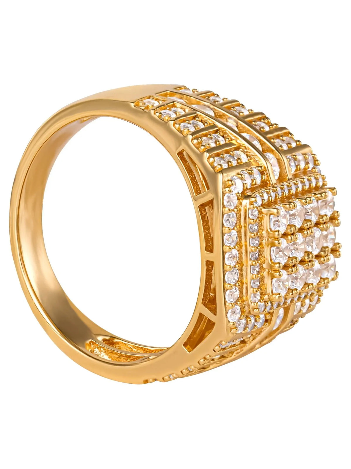 Size Shaquille Gold 10 Plated Yellow O'Neal Sterling Ring, Diamond Men's Simulated Silver