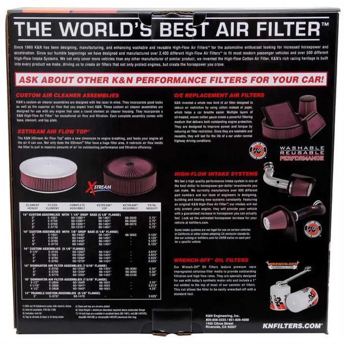 60-1300 - Air Assembly Filter Custom (Chrome) Intake K&N