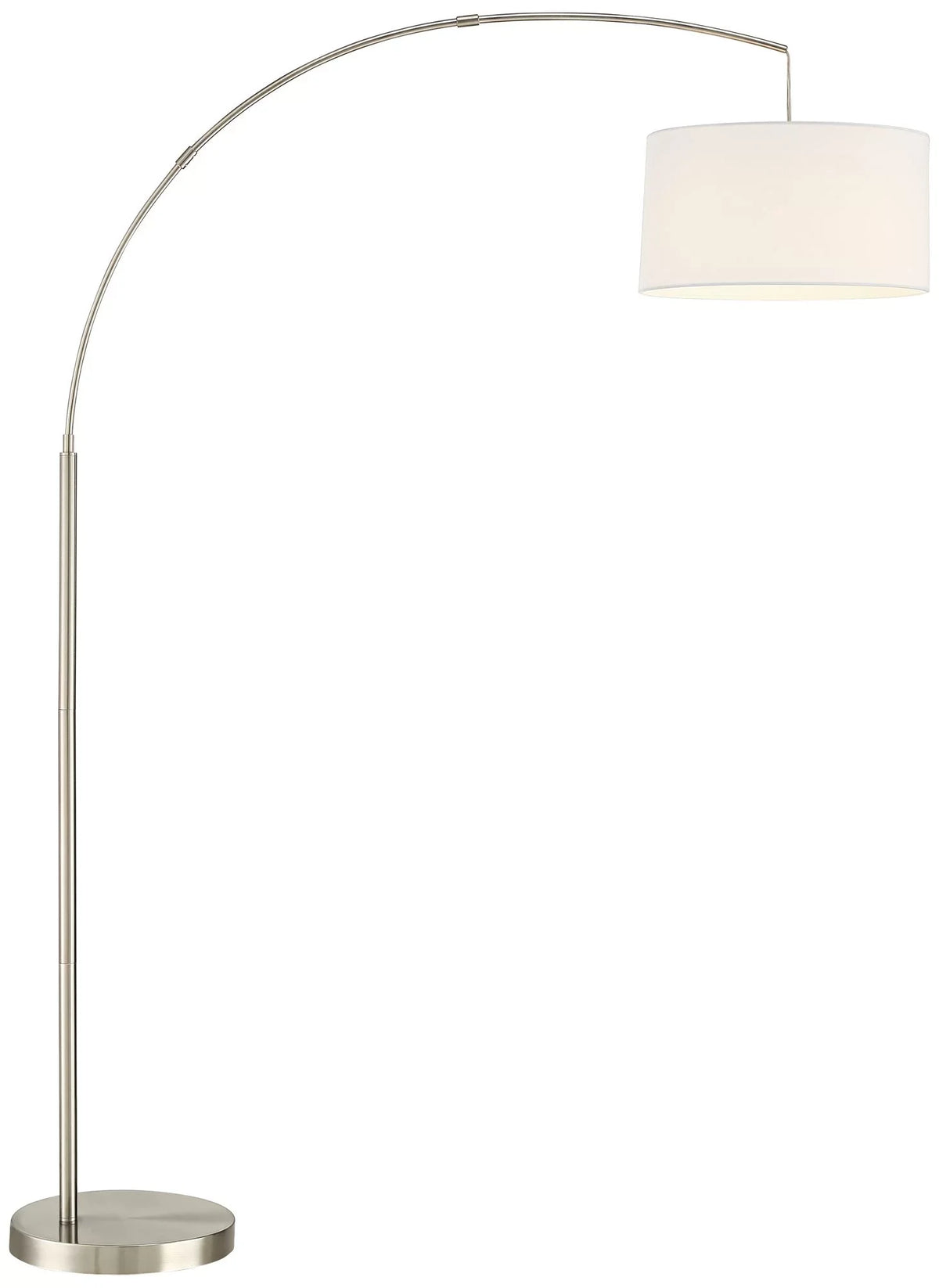 Lighting Modern 360 Reading Nickel 72" Metal White Linen House Living Lamp Shade Arc Floor Brushed Bedroom Drum Cora for Standing Office Room Tall