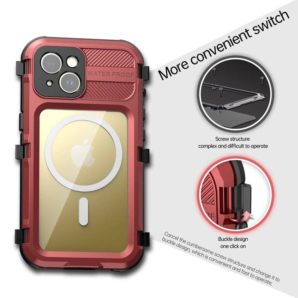 Case Protector,Underwater Pro Full Screen 15 Built-in Sealed for Red Protection Lens Dustproof for Waterproof Cover 15 Shockproof and iPhone Full-Body Pro, Sturdy with iPhone Camera