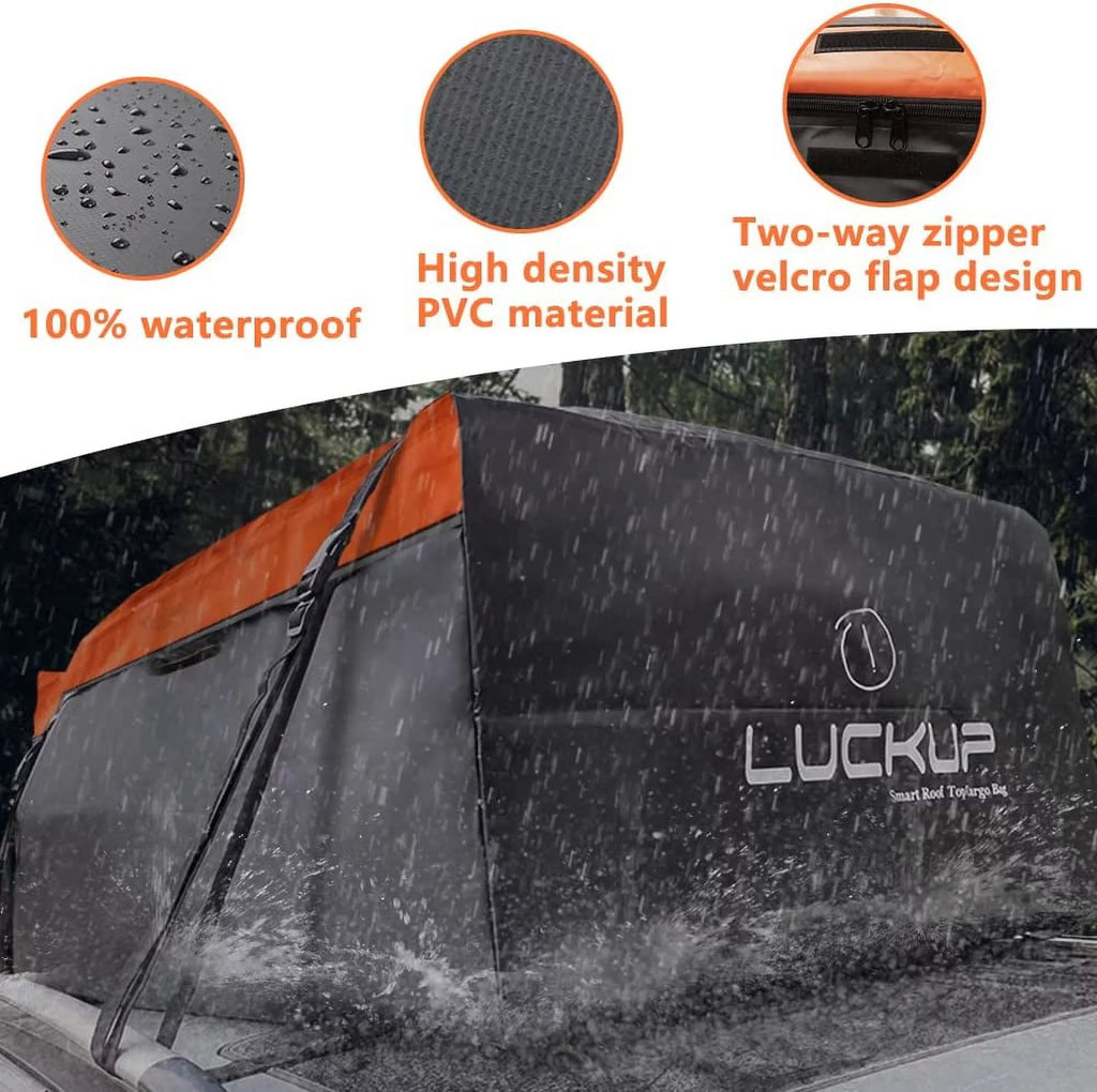 Car Models Bag,18.5 Buckles, & and All Anti-Slip with &Durable Mat, Compatible ( LUCKUP Cargo Straps Rack Rooftop Wide for Waterproof Cubic Heavy Ft Roof Orange) Carrier Car Duty Box,