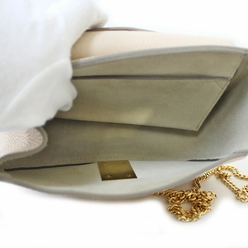 BRB01000000002558 Chain Leather Pre-Owned (Fair) Bag Beige Chloe Shoulder Chloé Ladies