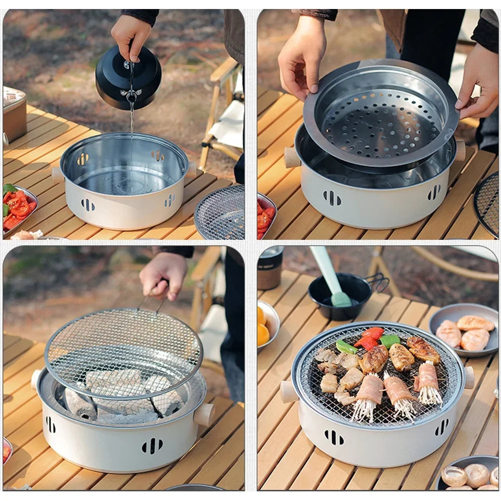for Split Steel Walmeck Charcoal BBQ Portable Camping Grill, Stainless Travel Grill and
