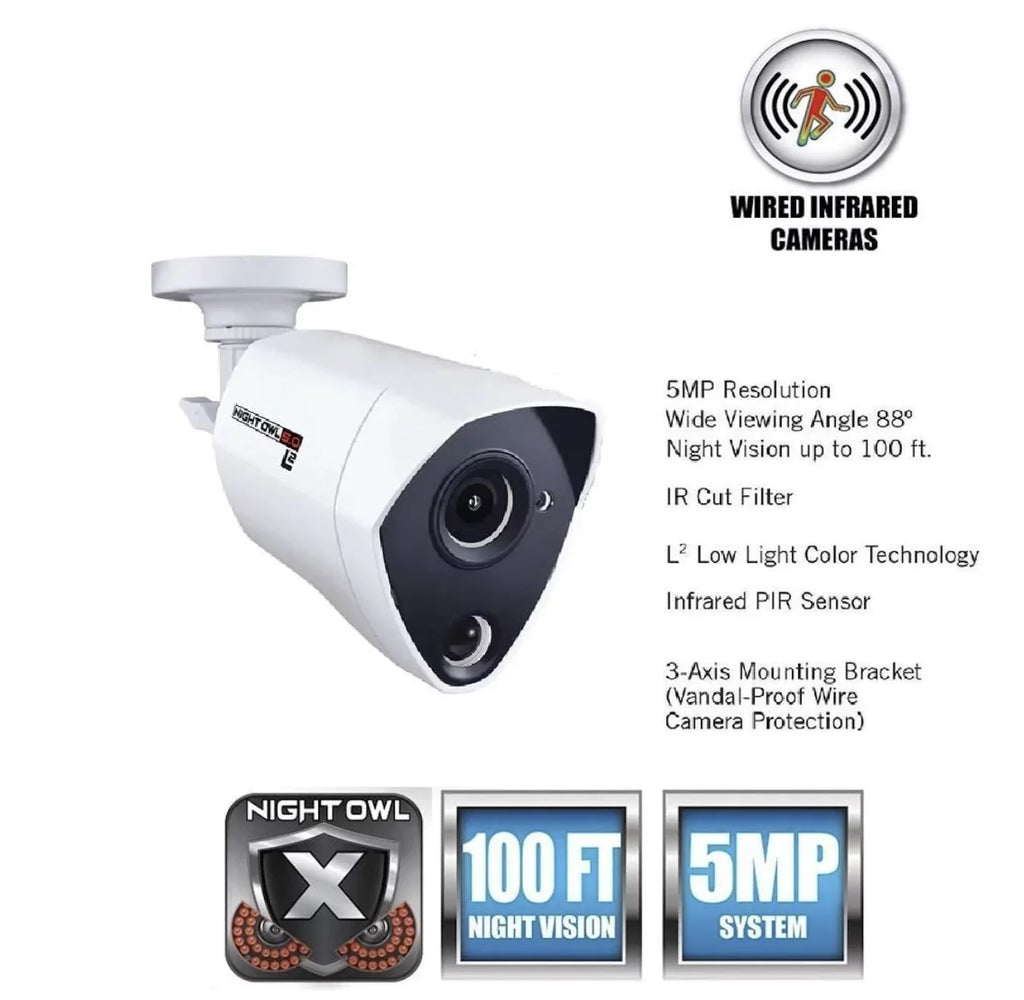 Box White Bullet CM-PXHD50NW-BU-JF Owl Infrared Security Open Night 5MP Camera Wired