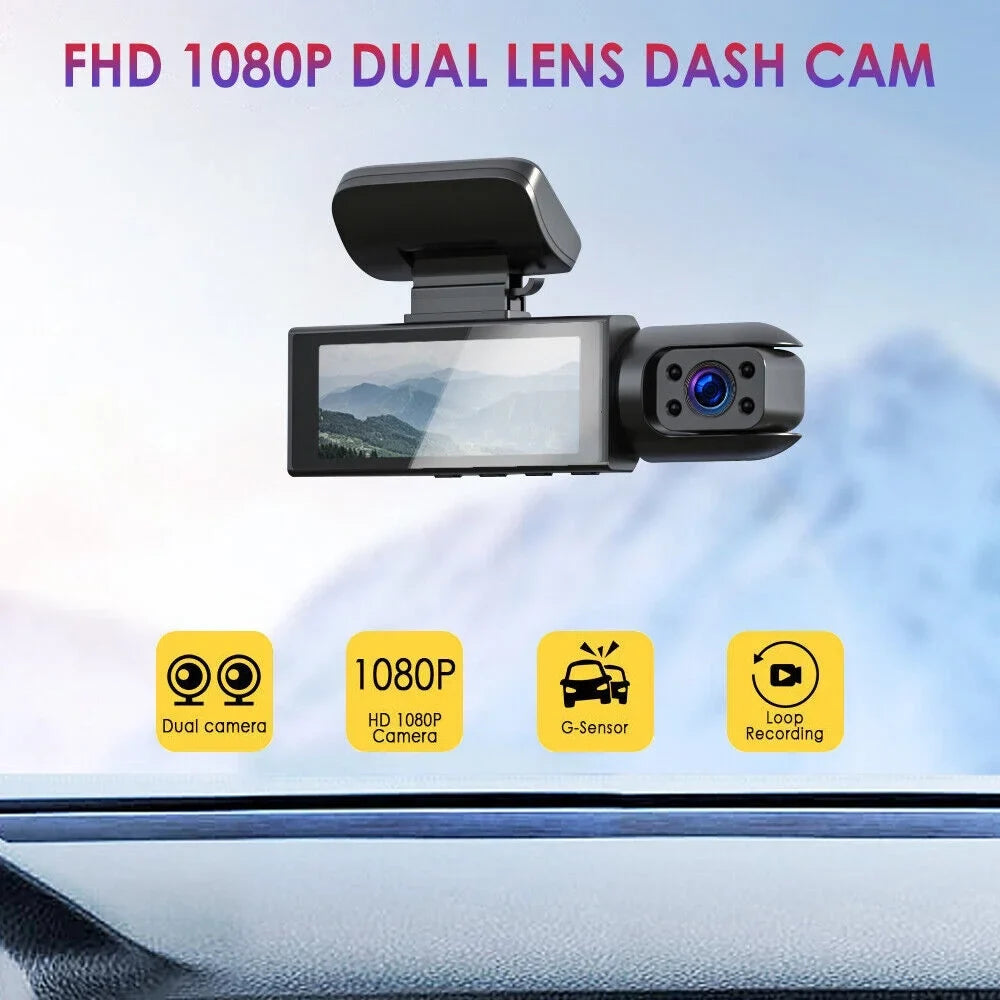Jahyshow w/ DVR Inside Camera Cam Car Recorder G-Sensor Dual Front Video 1080P Lens Dash