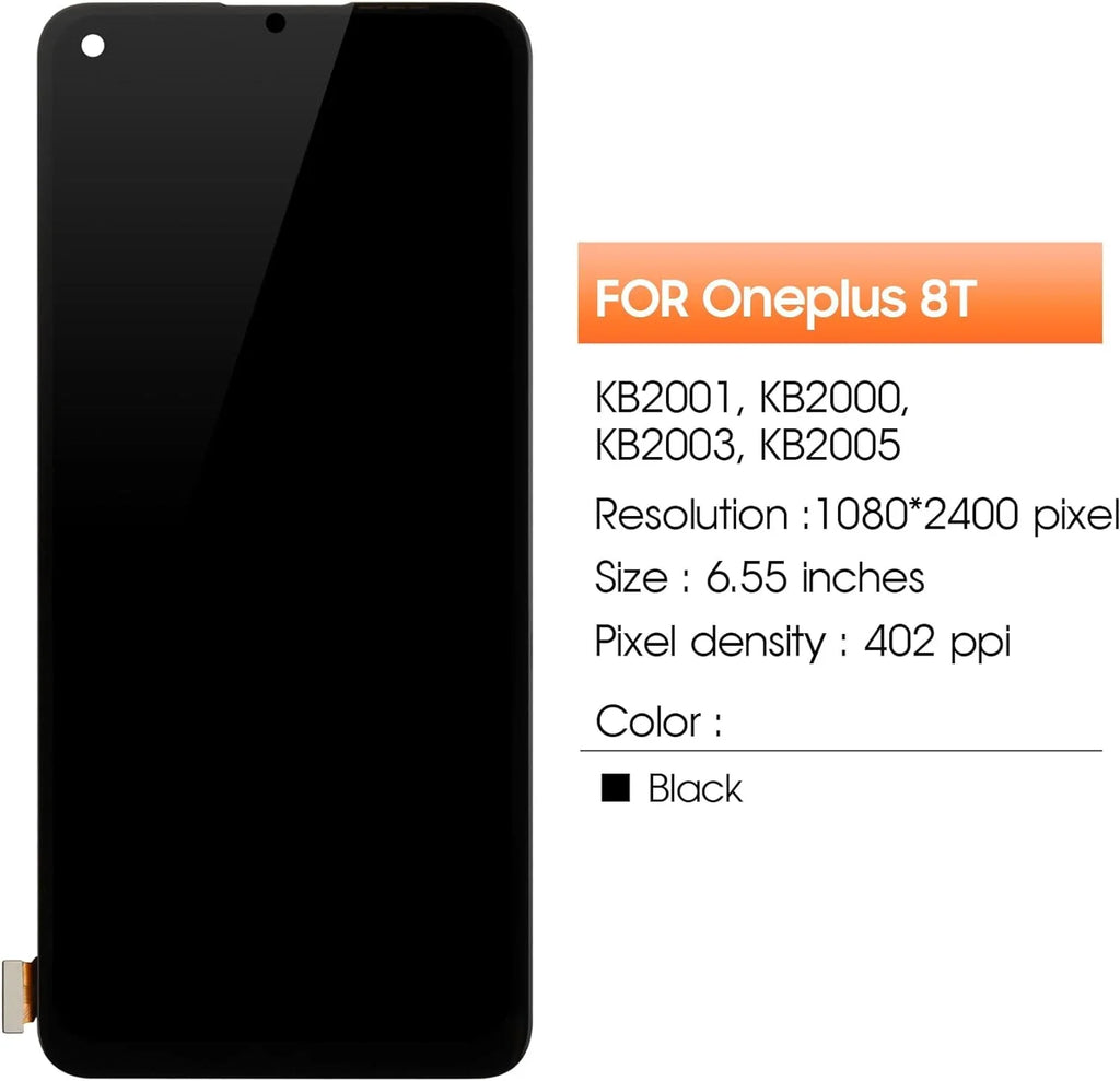 LCD for Oneplus Display Fingerprint) Screen Touch 8T+ KB2000 (Support 5G Screen KB2005 OLED KB2003 KB2001 Repair Replacement 8T Digitizer Assembly Part